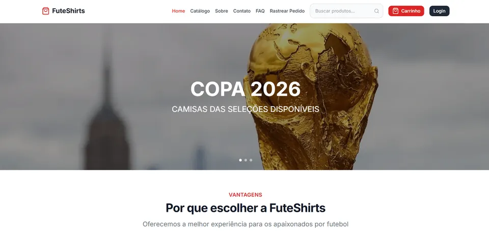 Tela do projeto FuteShirts