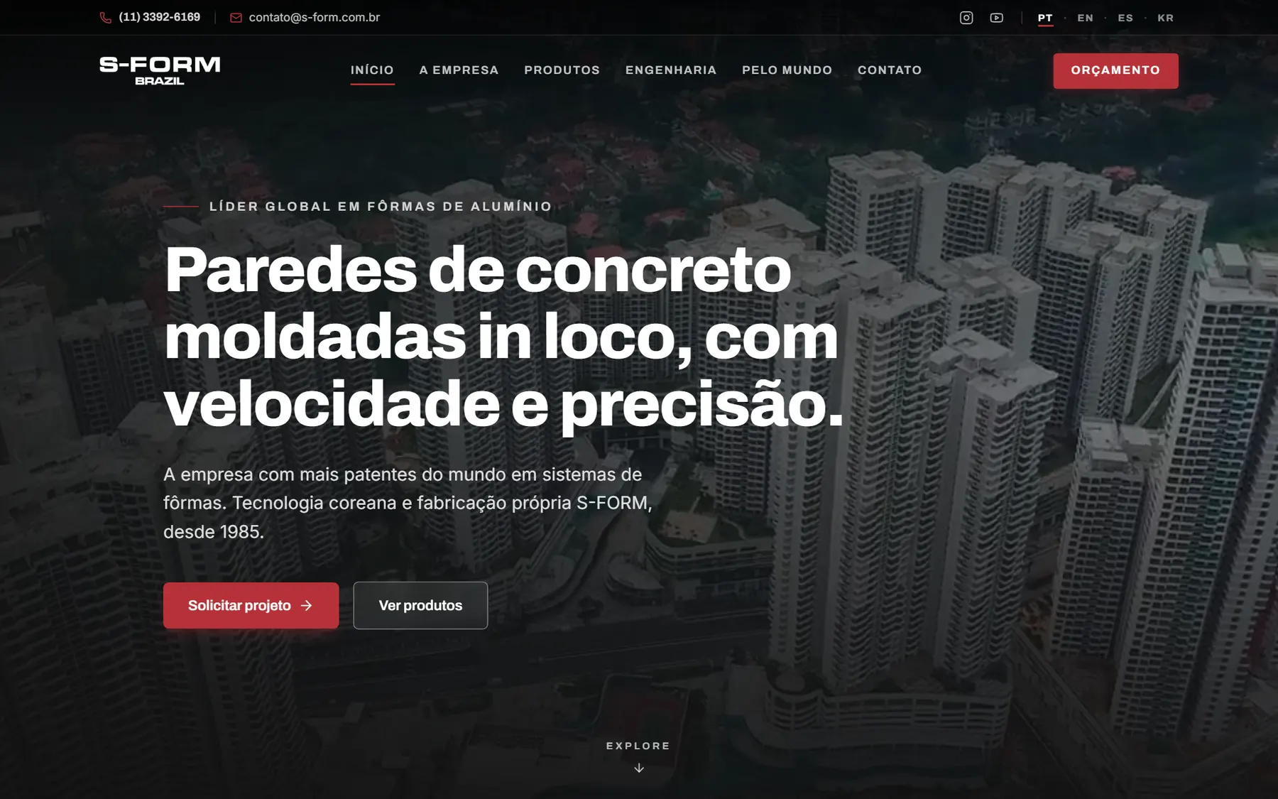 Home do site da S-FORM Brazil